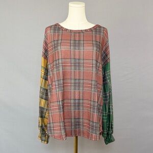 BiBi Women's Cozy & Effortlessly Stylish Color Blocked Plaid Top
